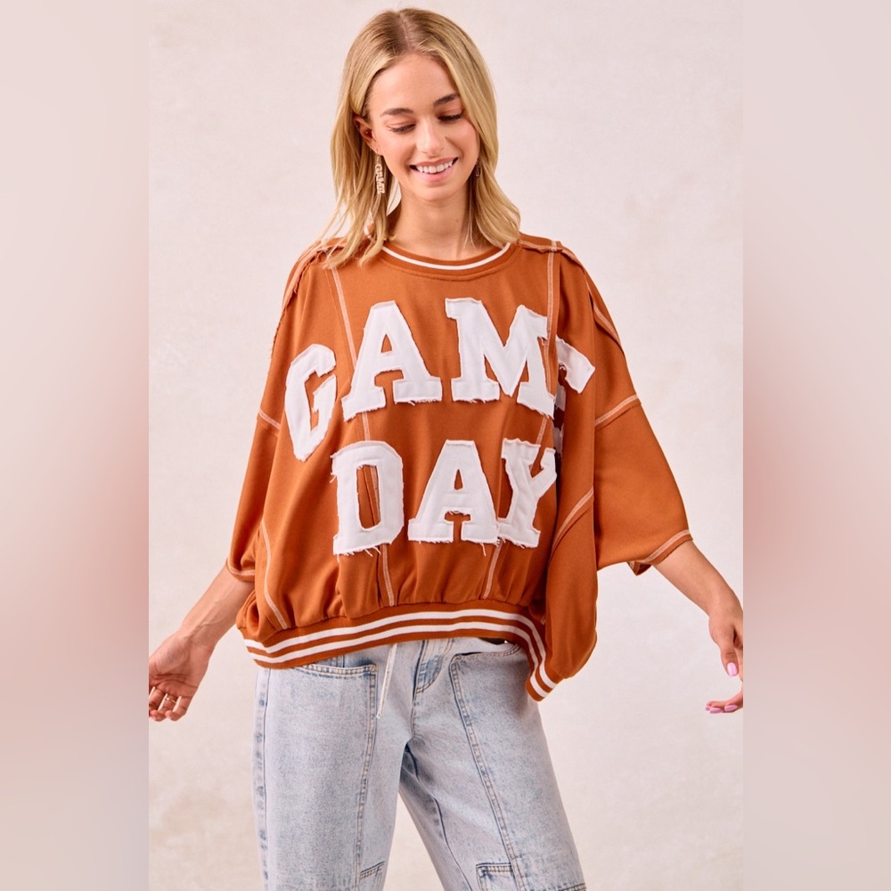 BiBi Gameday Patchwork Stitch Detail French Terry Top